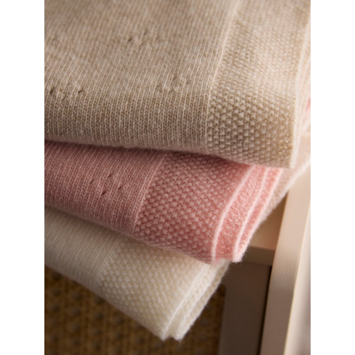 Plaid pointelle Lambswool ivoire, CYRILLUS
