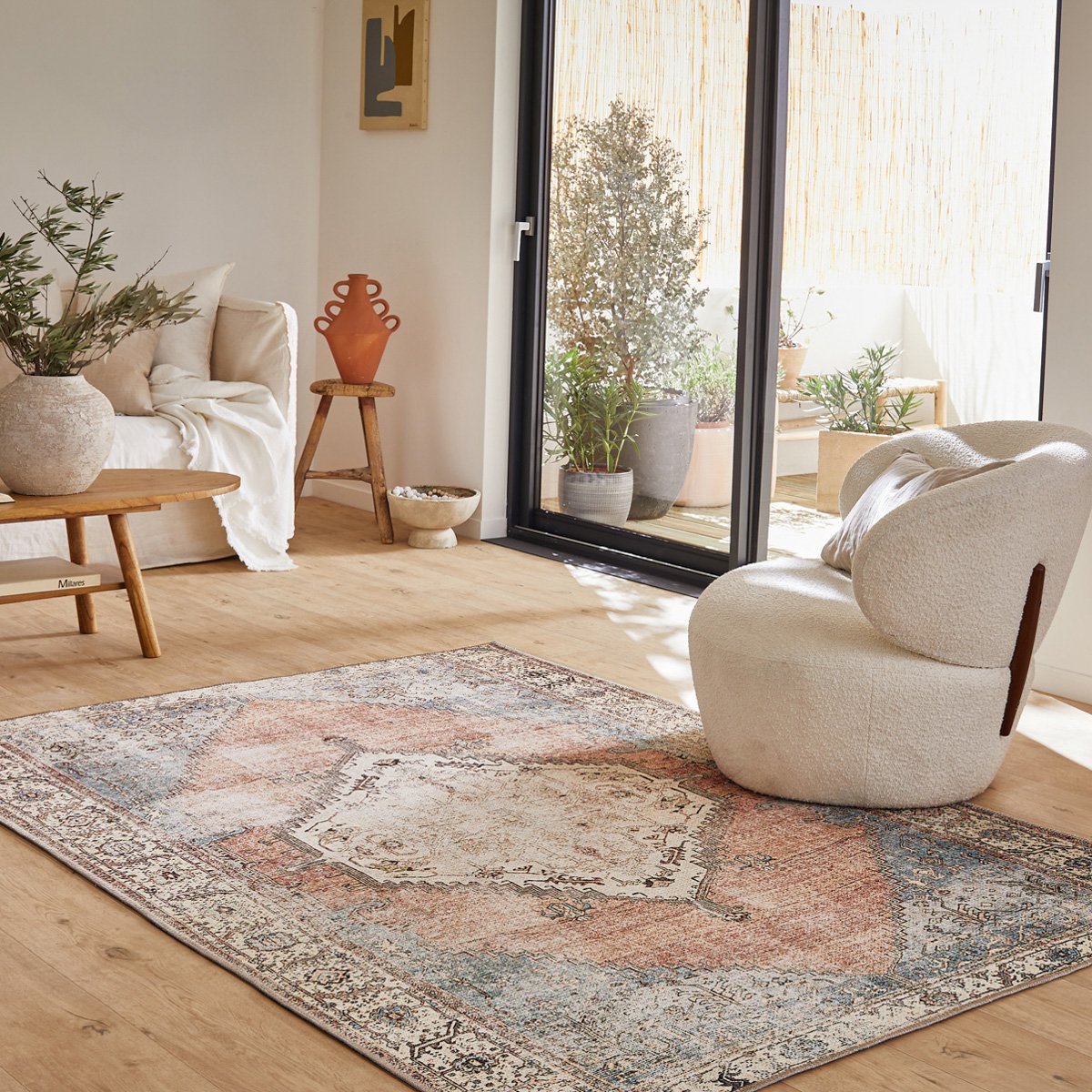 Tapis de salon vintage symétrique CARRY multicolore, NAZAR RUGS