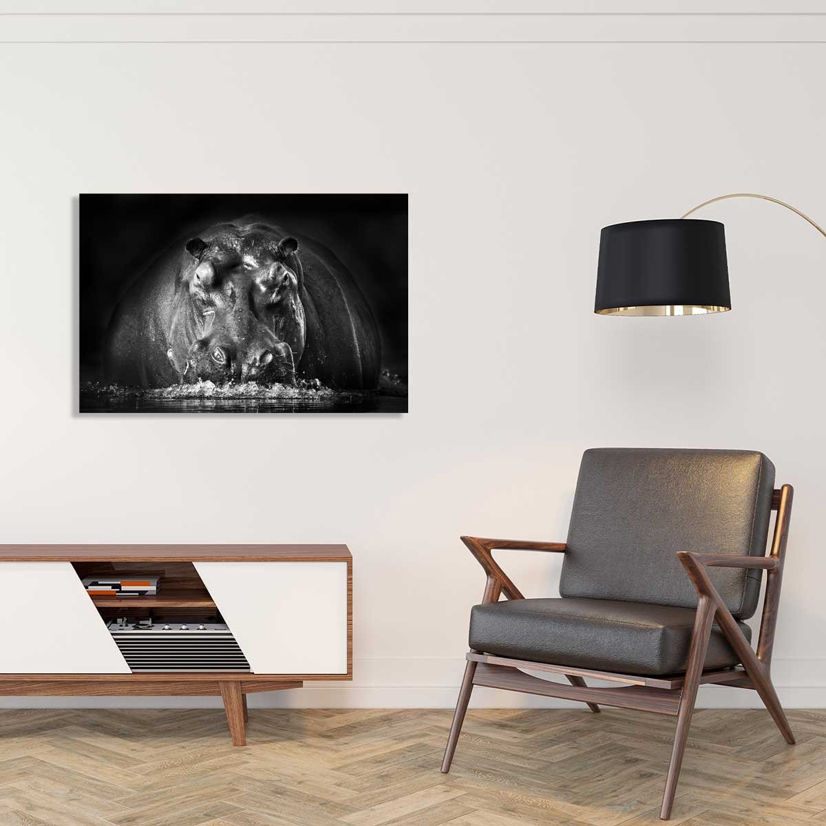 Tableau animaux portrait hippo tableau alu dibond, HEXOA