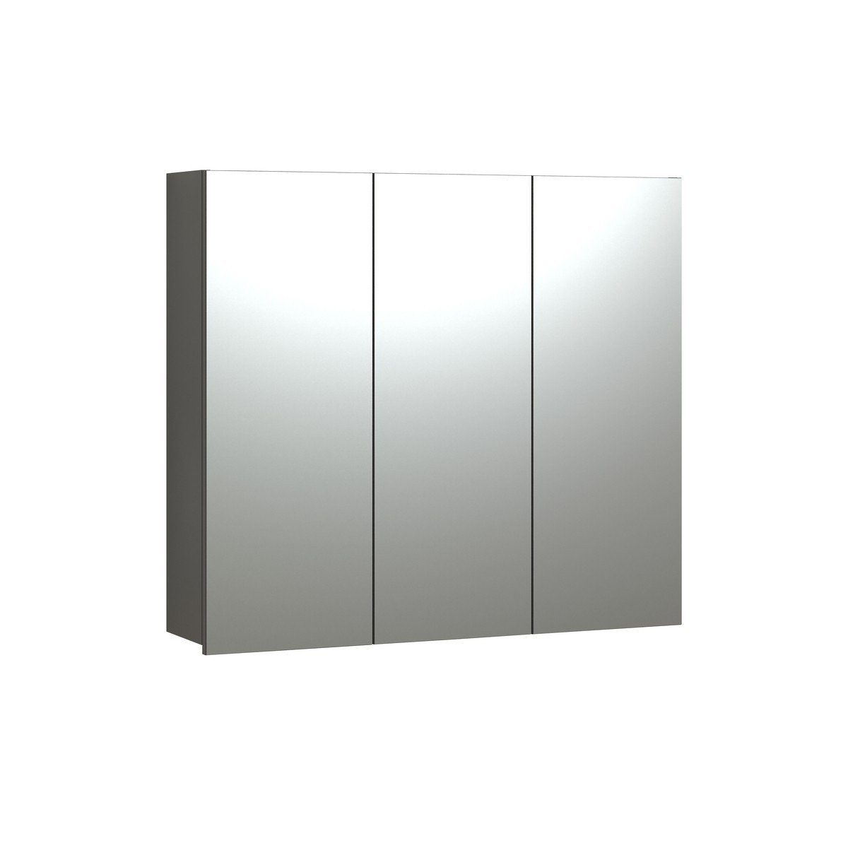 Armoire de toilette 3 portes miroir L90 cm - PUREBLISS gris anthracite, CALICOSY