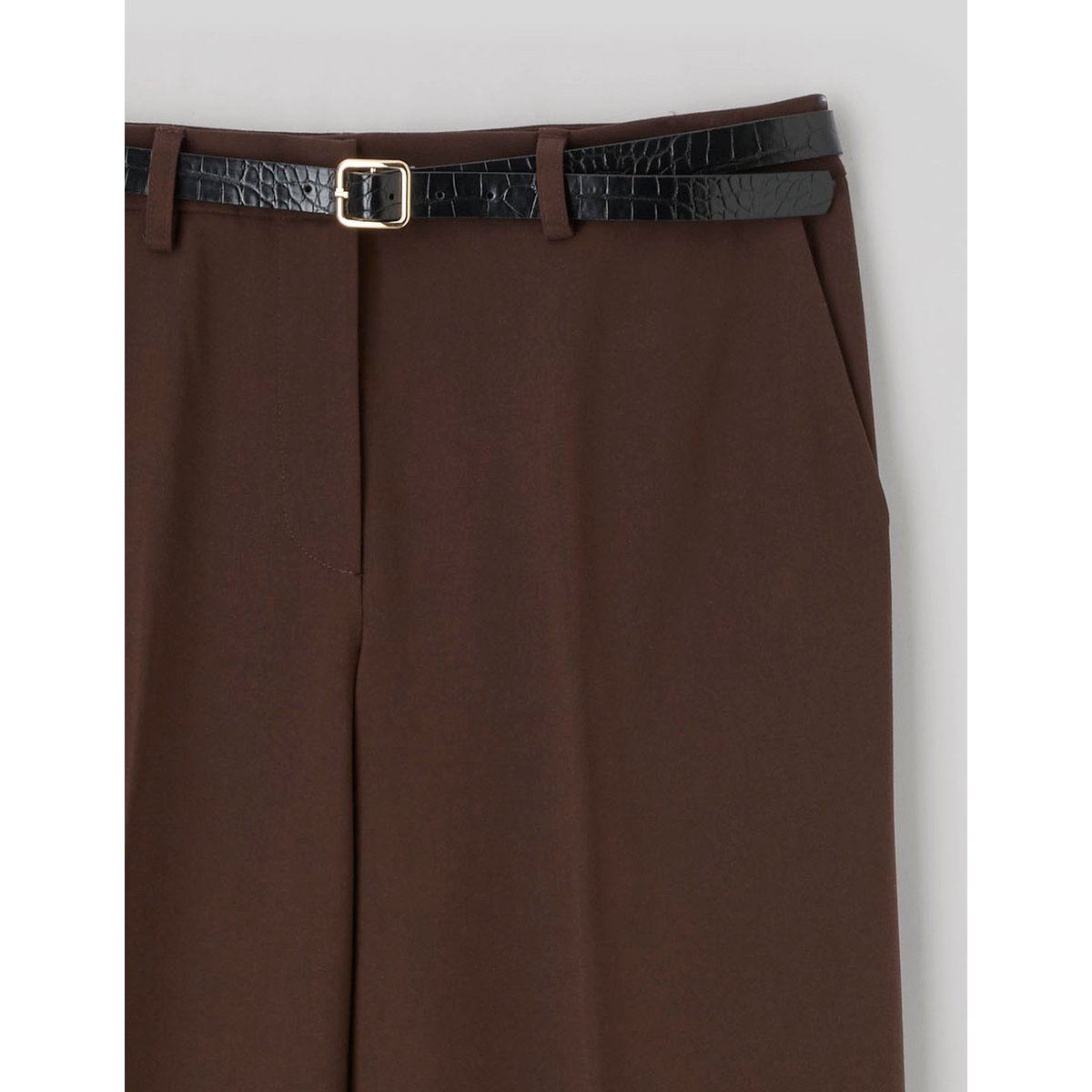 Pantalon droit à ceinture marron foncée, BZB