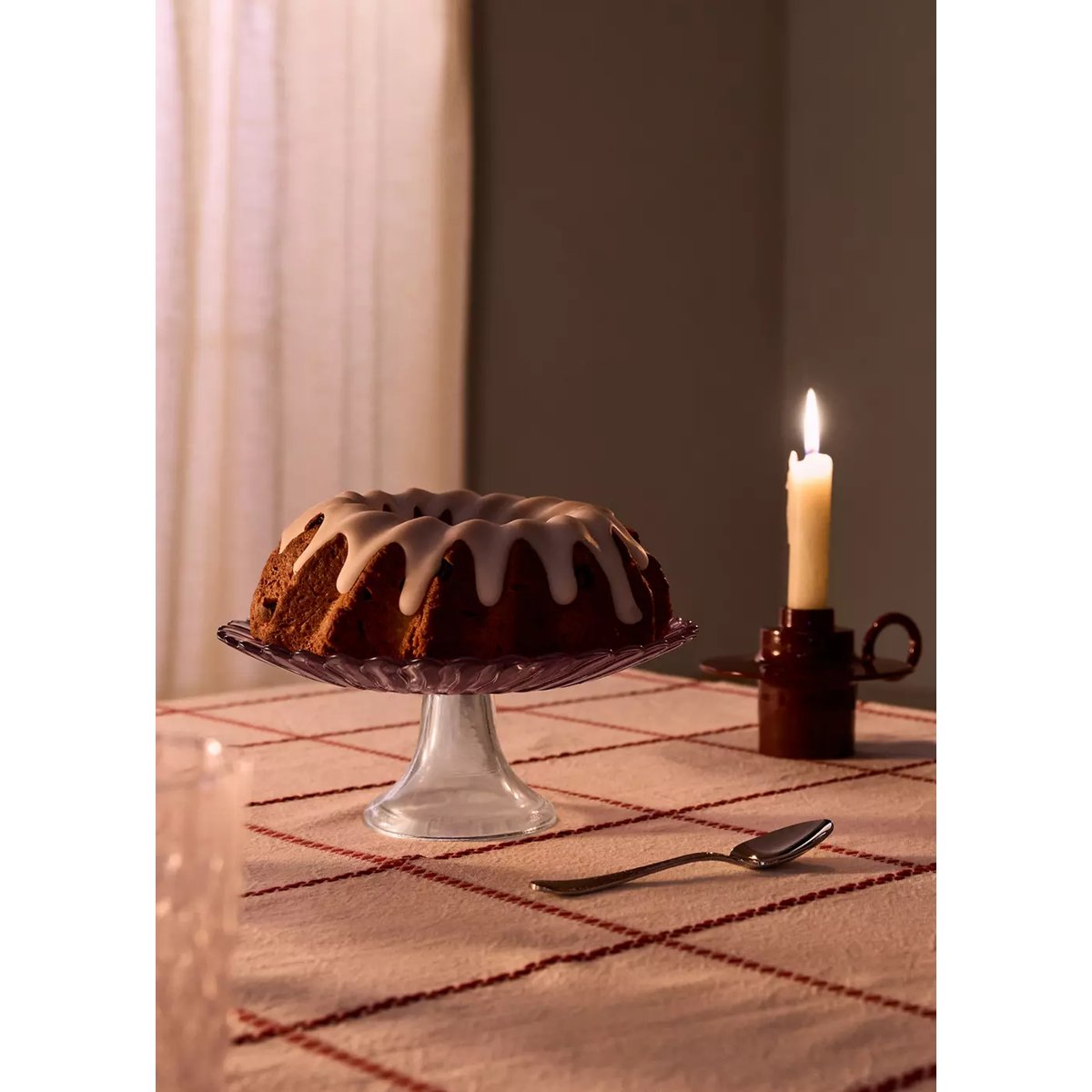 Récipient de cuisine en verre rayé rouge, MANGO HOME