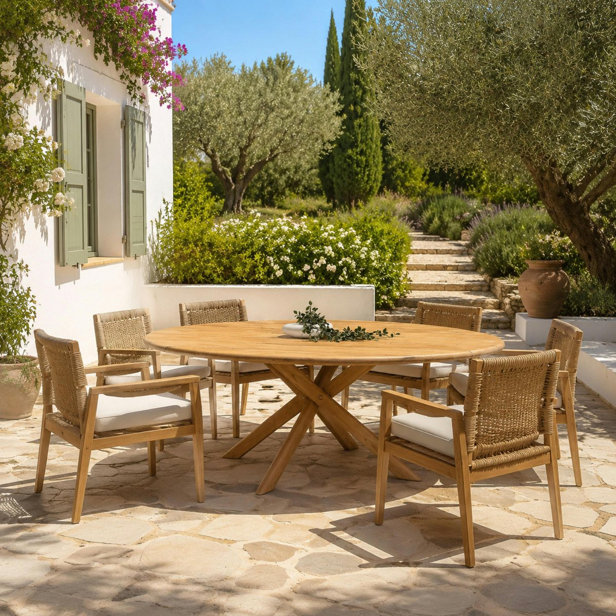 Table de jardin ovale 240 cm en teck recyclé ORIA bois naturel, PIER IMPORT