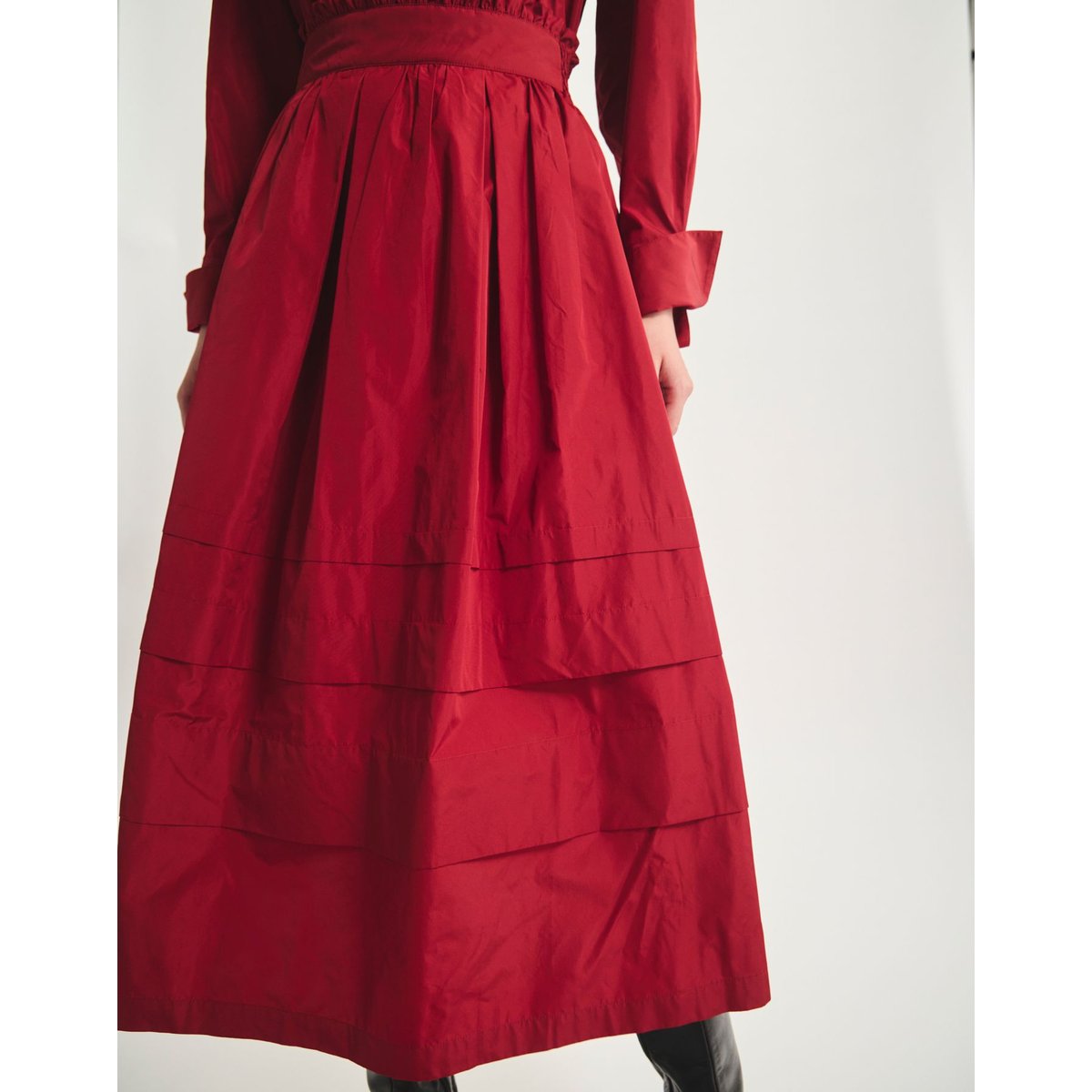Jupe longue Héloïse en taffetas rouge, INES DE LA FRESSANGE PARIS