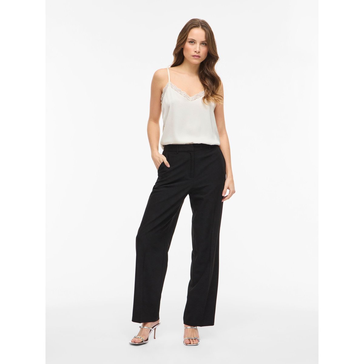 Caraco col V en dentelle cloud dancer, VILA