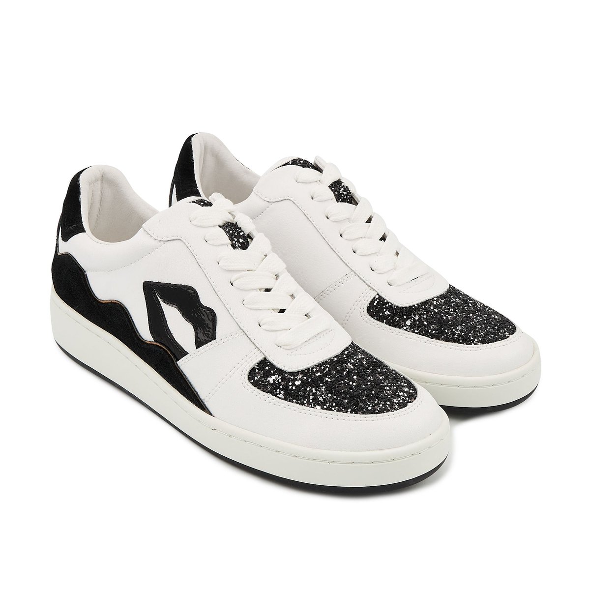 Baskets En Cuir Loulou Glitter noir, BONS BAISERS