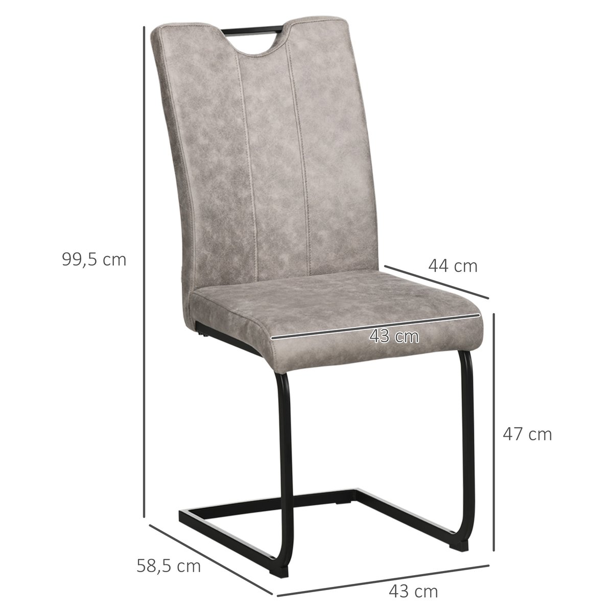 Chaise de salle à manger Tissu en microfibre marron et noir, HOMCOM
