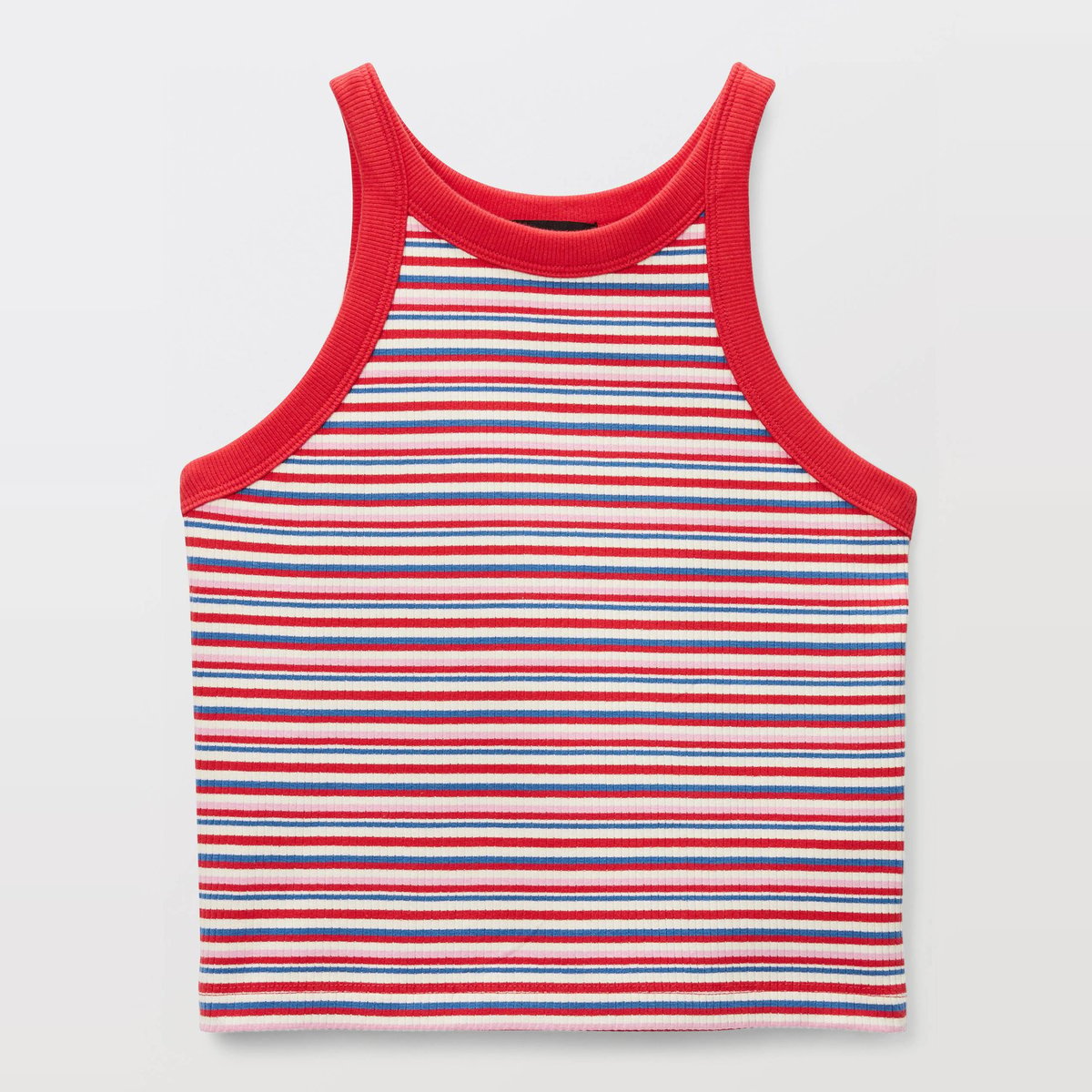 Débardeur rayé en coton rouge, MONOPRIX