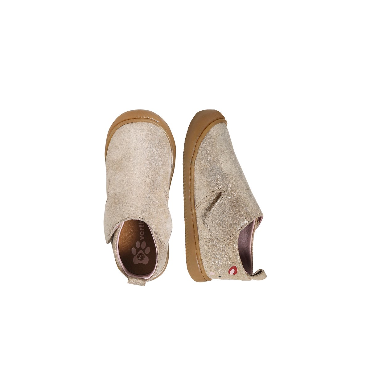 Chaussons à scratchs cuir souple bébé or, VERTBAUDET