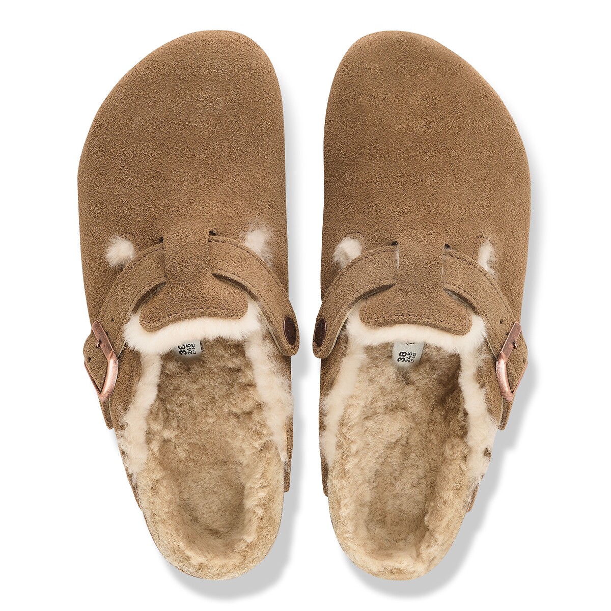Gefütterte Clogs aus Wildleder Boston Sherling dunkelbraun, BIRKENSTOCK