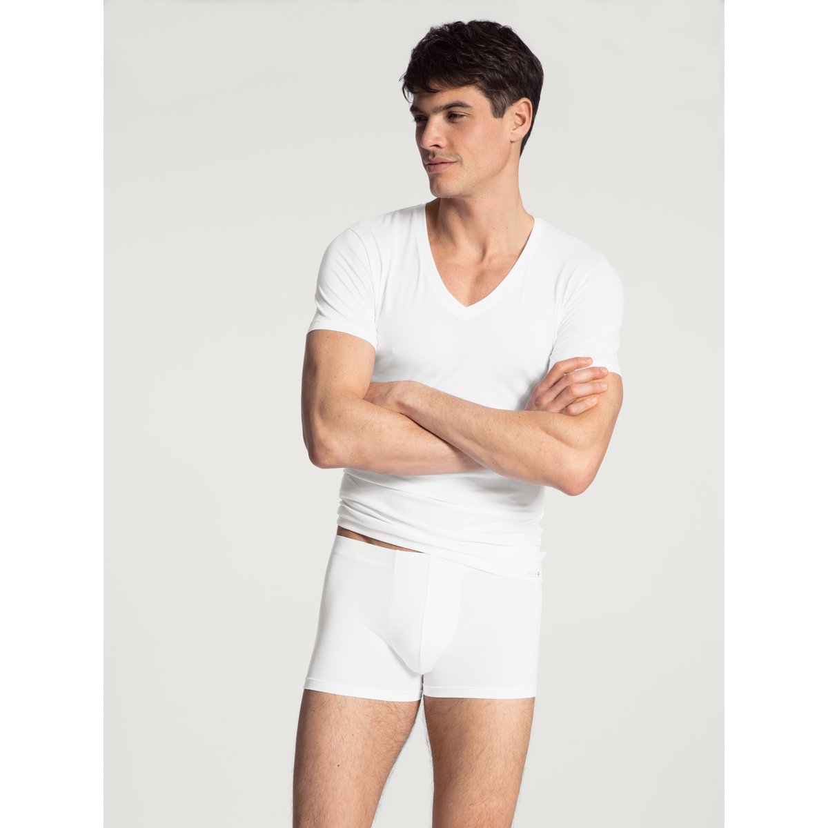 V-shirt manches courtes Coton EVOLUTION blanc, CALIDA