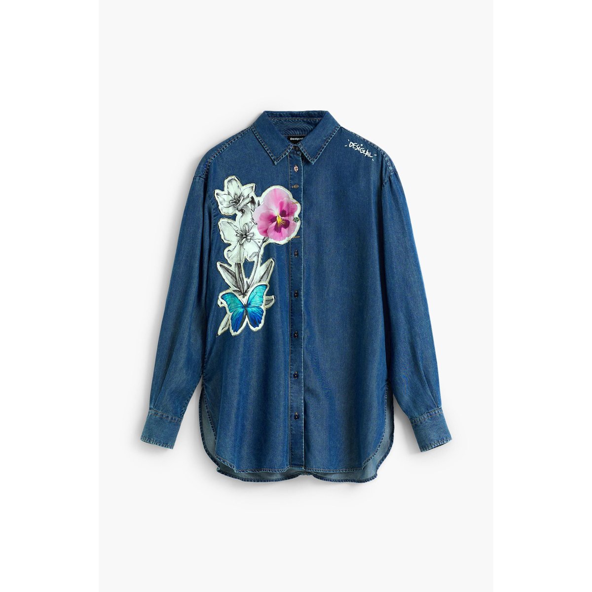 Chemise brodée à fleurs rouge, DESIGUAL