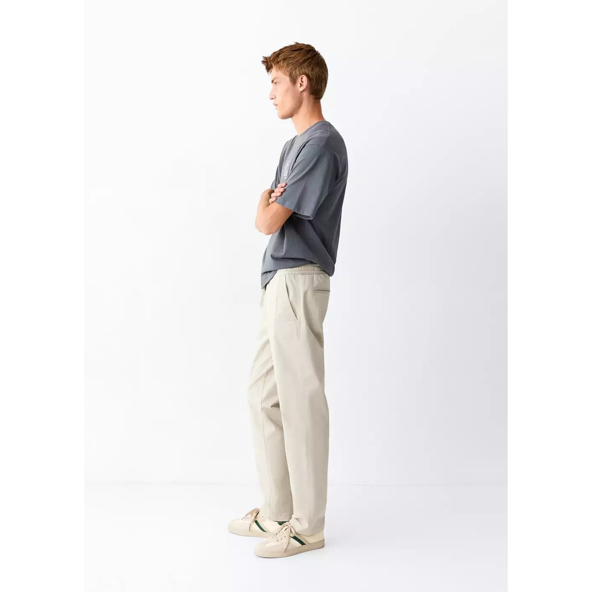 Pantalon droit cordon gris glacé, MANGO TEEN