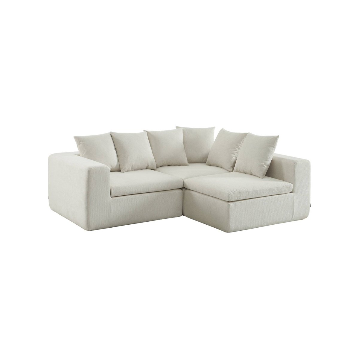Canapé compressé modulable tissu chenille 4 places MOVI blanc, SWEEEK