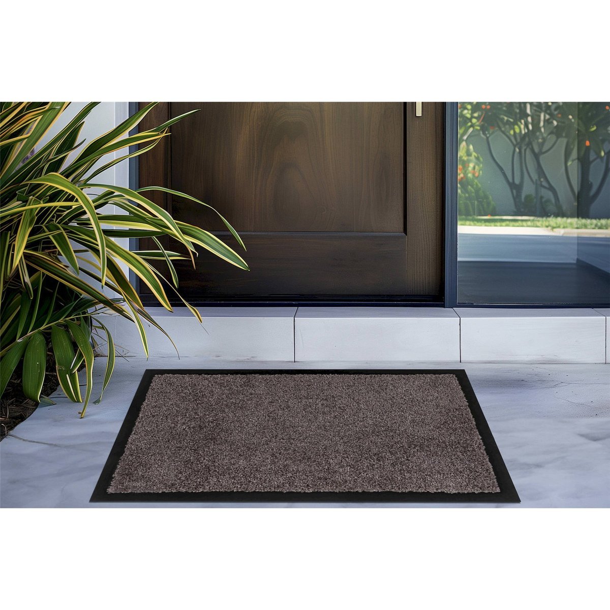 Tapis de porte en polyamide rectangulaire gris anthracite chiné, ARTE ESPINA