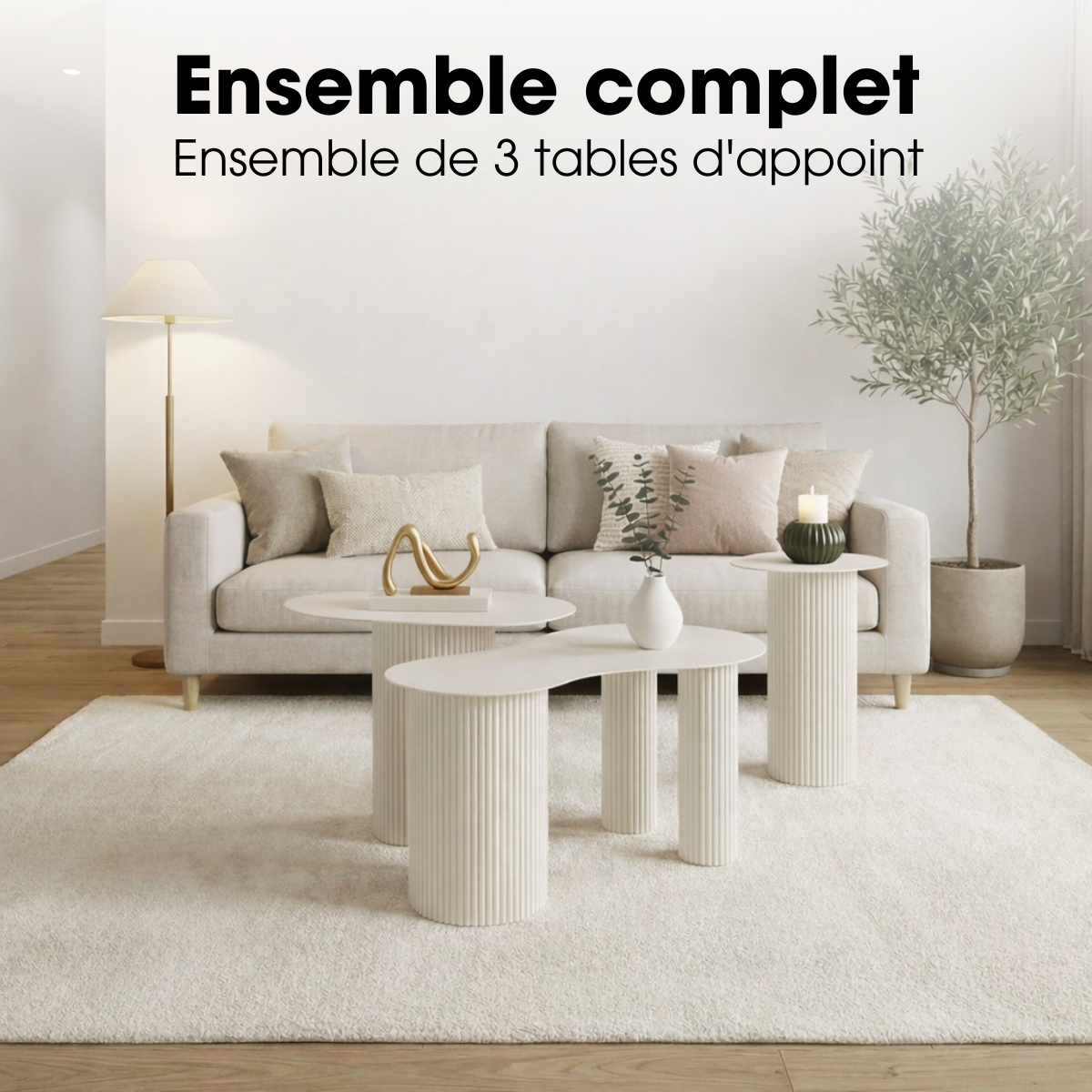Table d'appoint LUX blanc cassé, MICA DECORATIONS