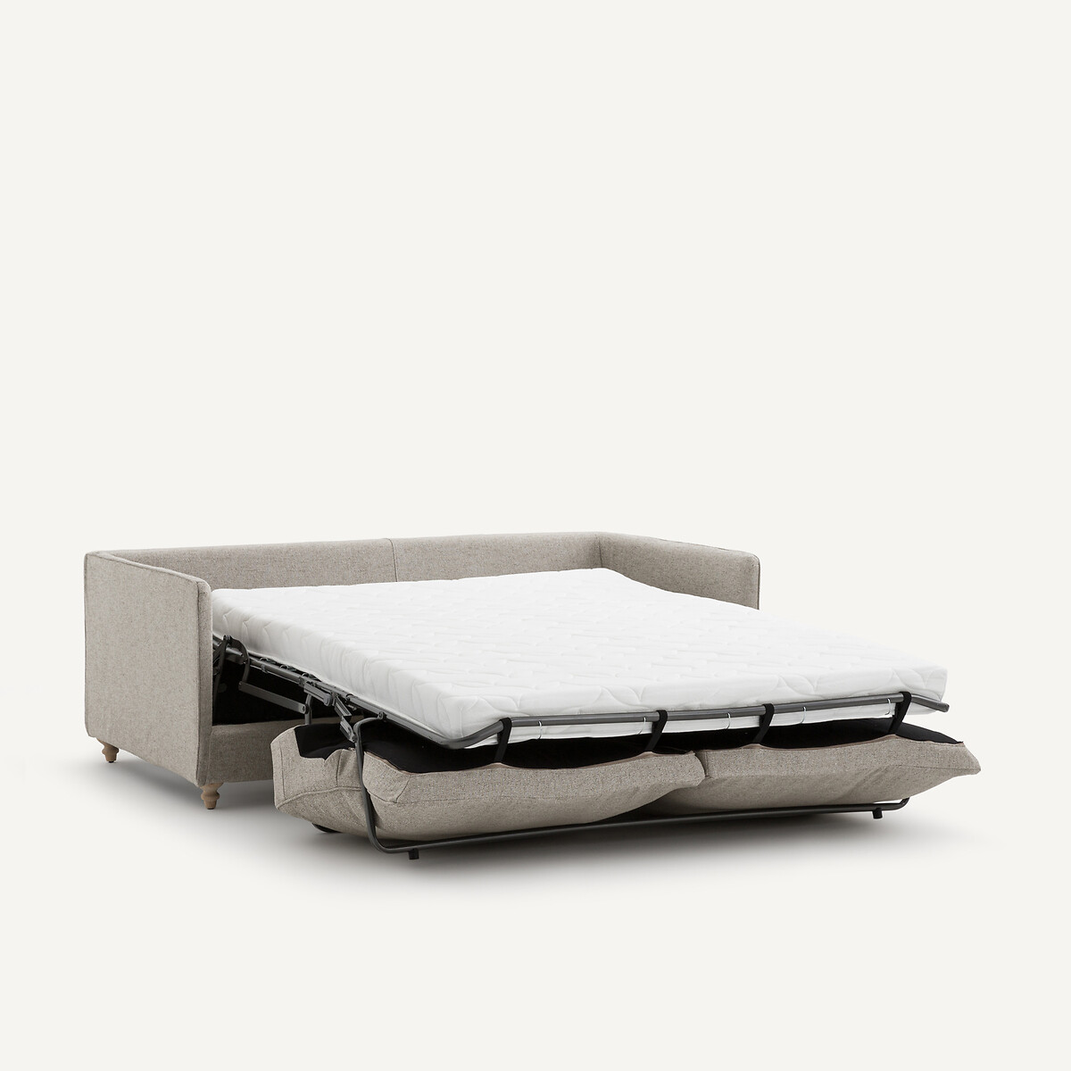 Canapé compact convertible en texturé viscose et lin, LAZARE naturel, AM.PM
