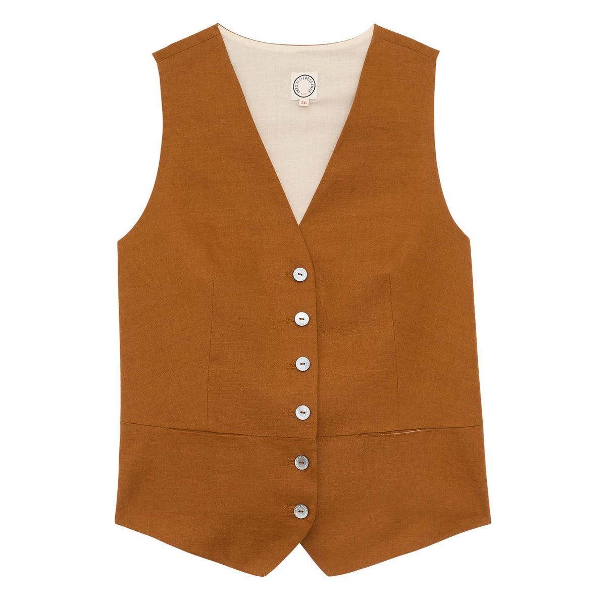 Gilet Sanite en lin marron, INES DE LA FRESSANGE PARIS