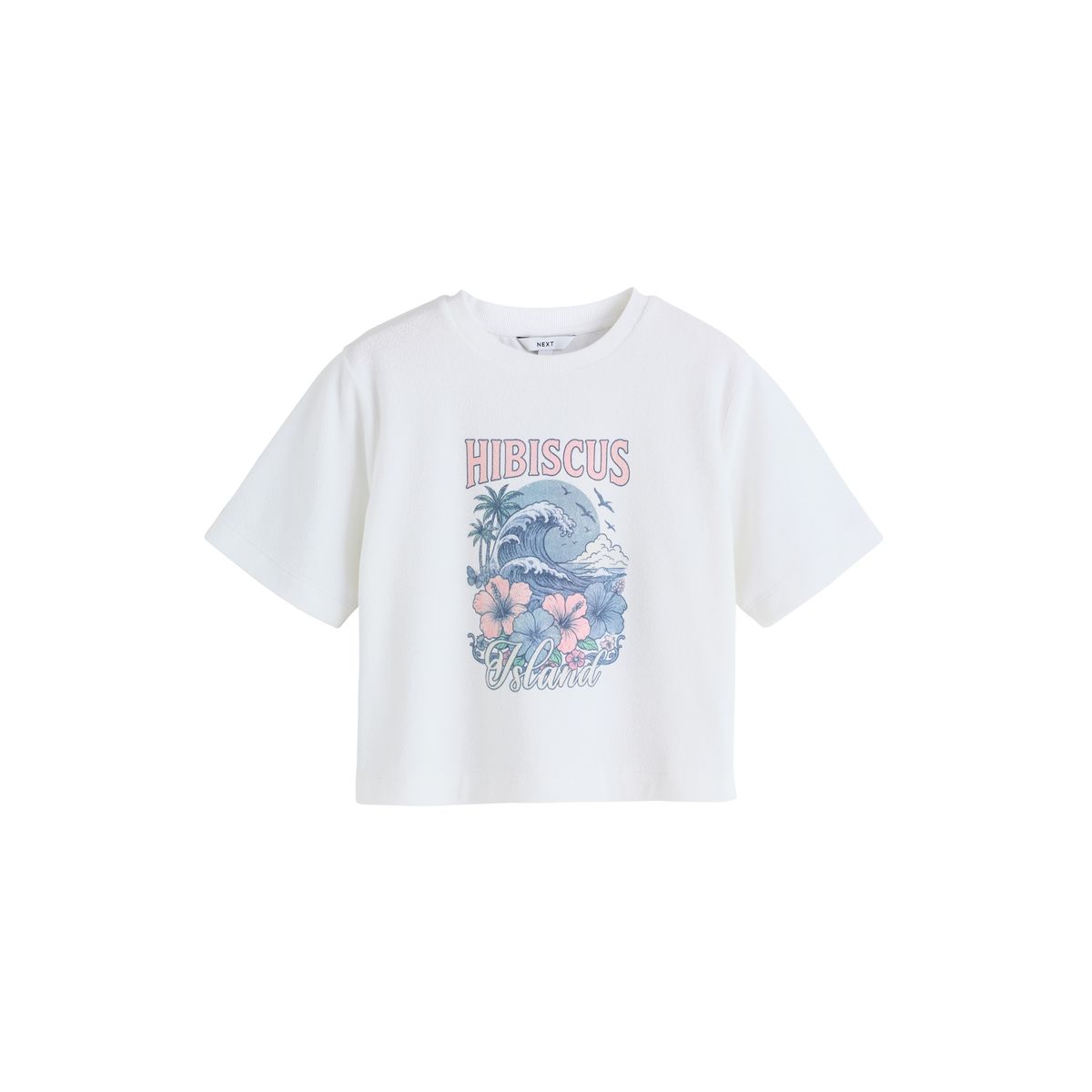 T-shirt à motif vague en tissu éponge blanc, NEXT