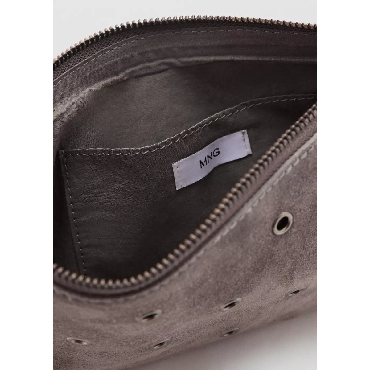 Sac porté épaule en cuir à œillets gris, MANGO TEEN