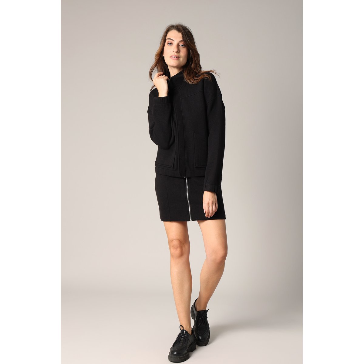 Sweat zippé femme FABIANA black, DEELUXE