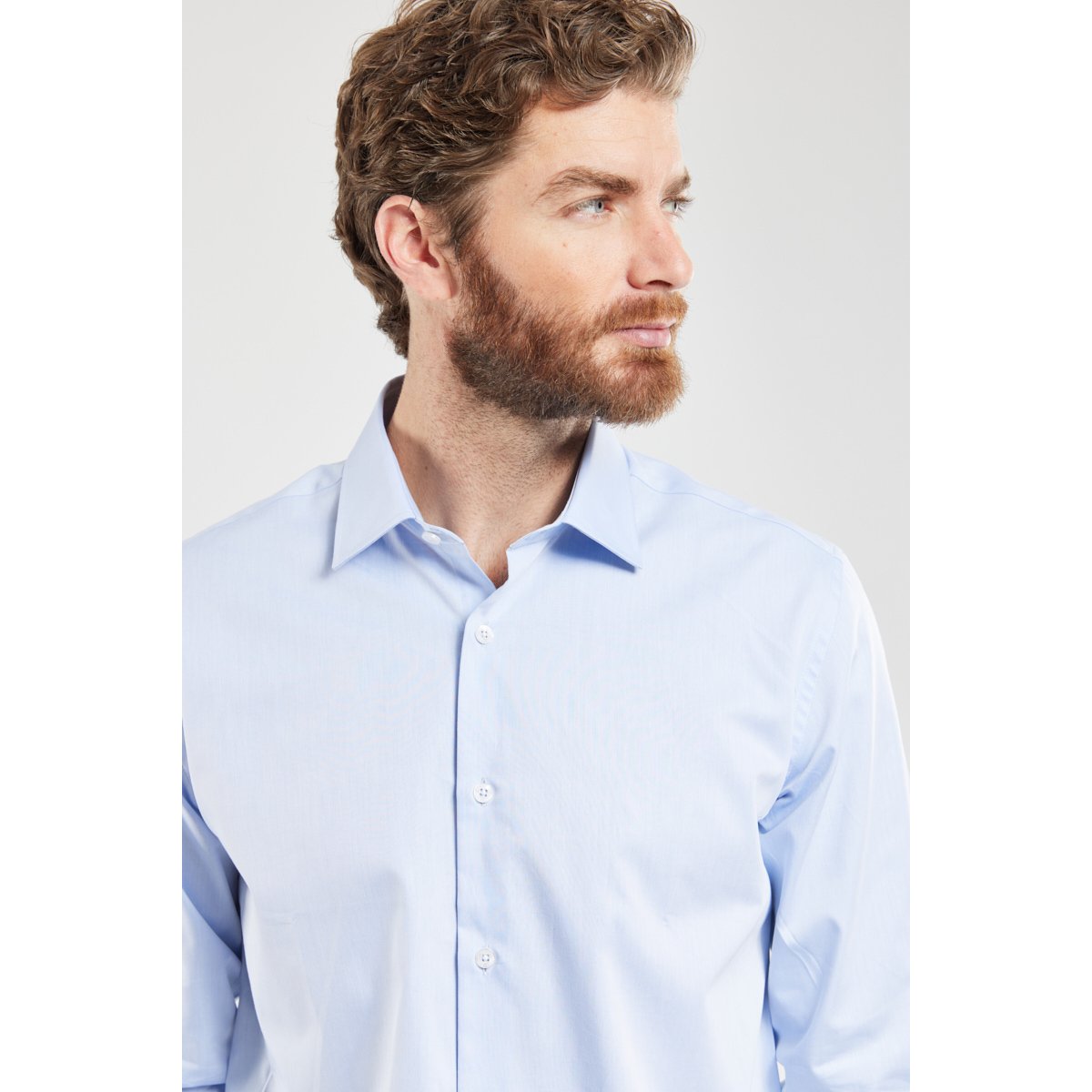 Chemise coupe ajustée en coton blue, ARMOR-LUX