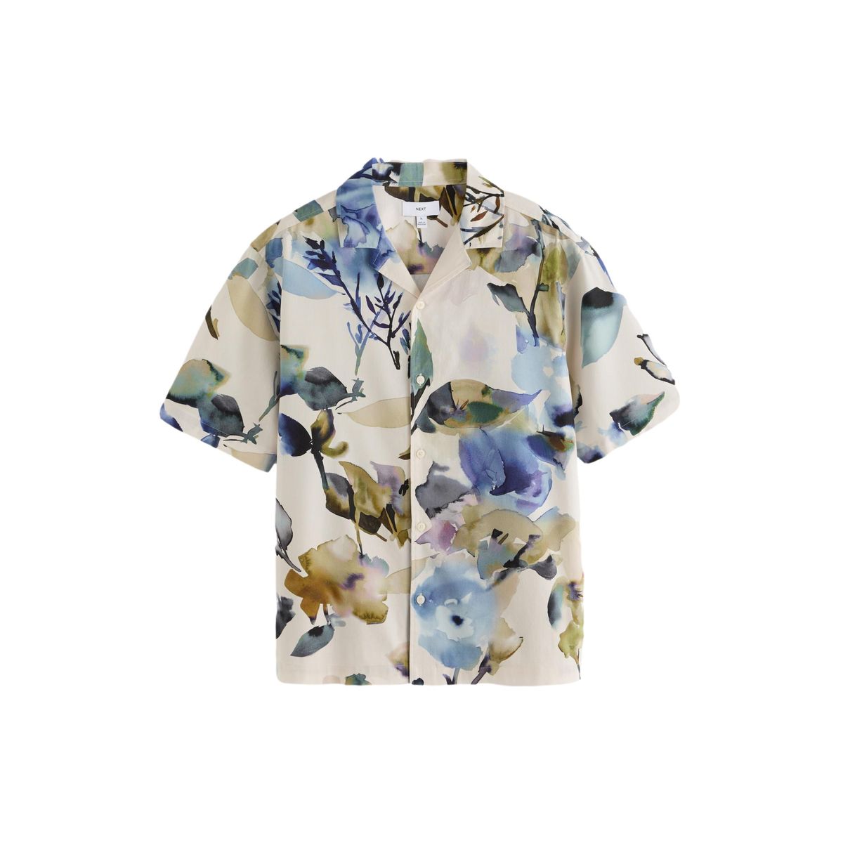 Chemise manches courtes à imprimé floral aquarelle bleu, NEXT