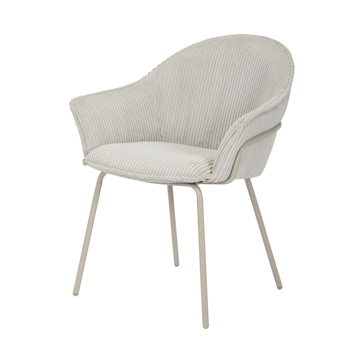 Chaise accoudoirs velours côtelé à grosses côtes  NOMA gris clair, ZAGO