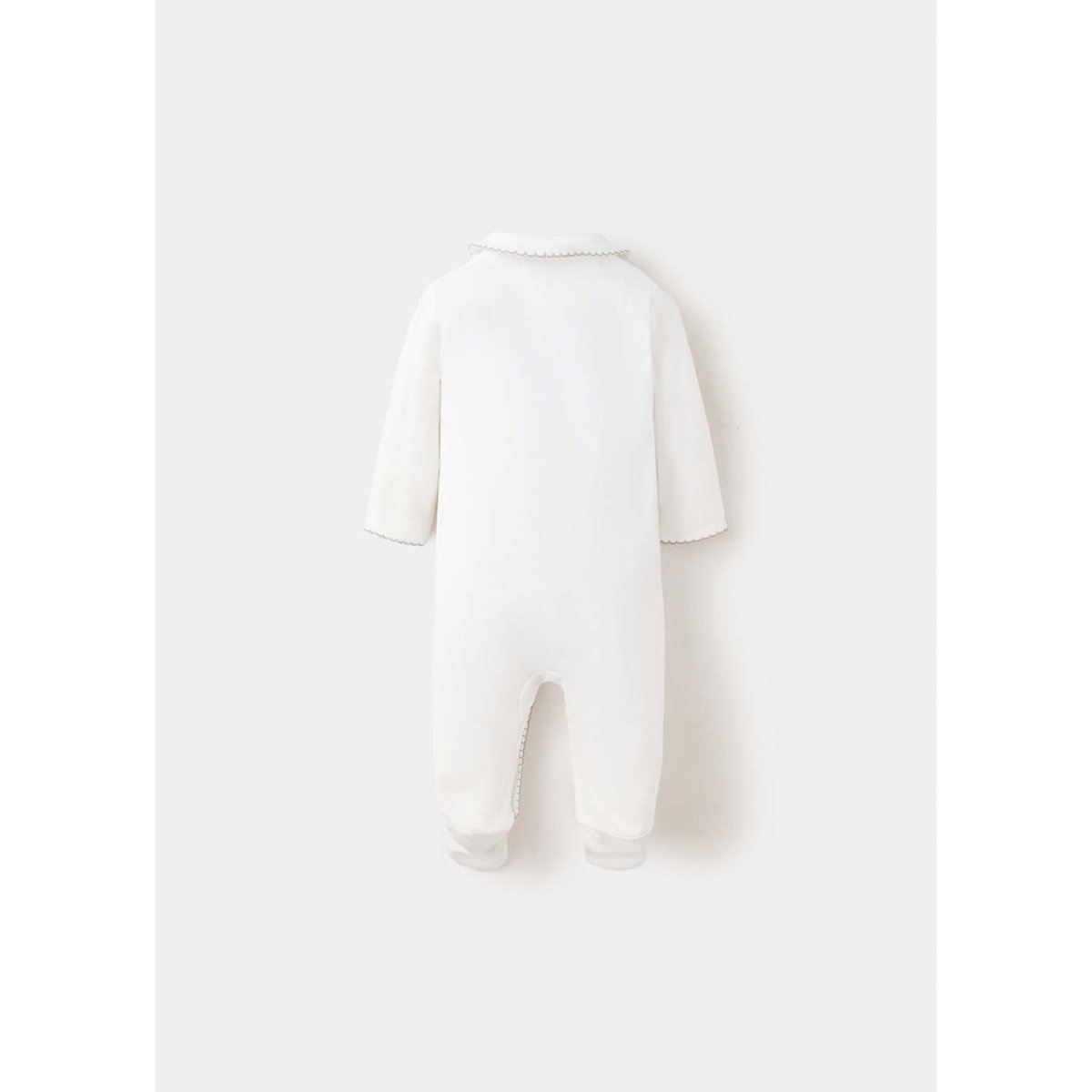 Pyjama une pièce avec passepoils contrastants blanc cassé, MANGO BABY