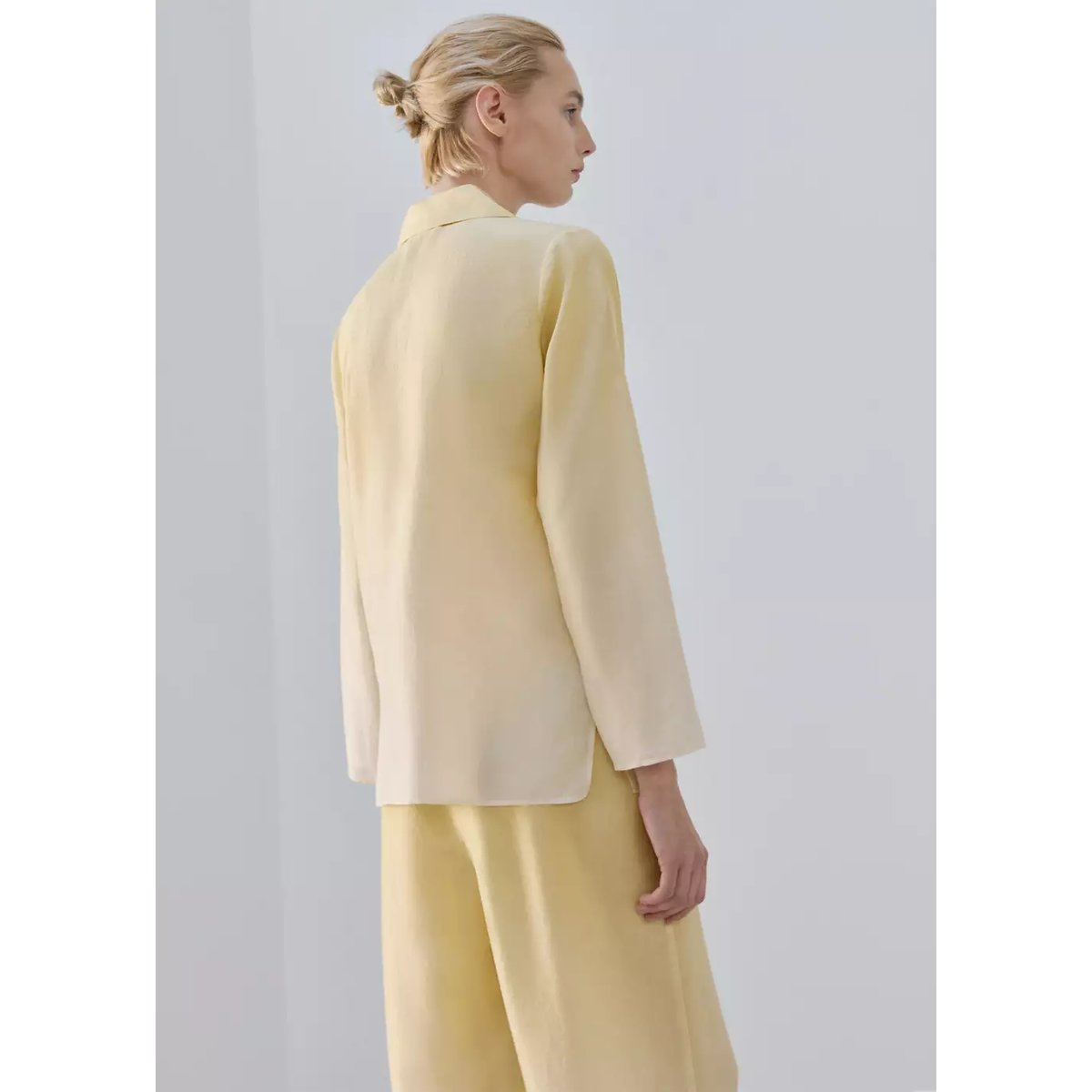 Chemise soie dégradée jaune pastel, MANGO