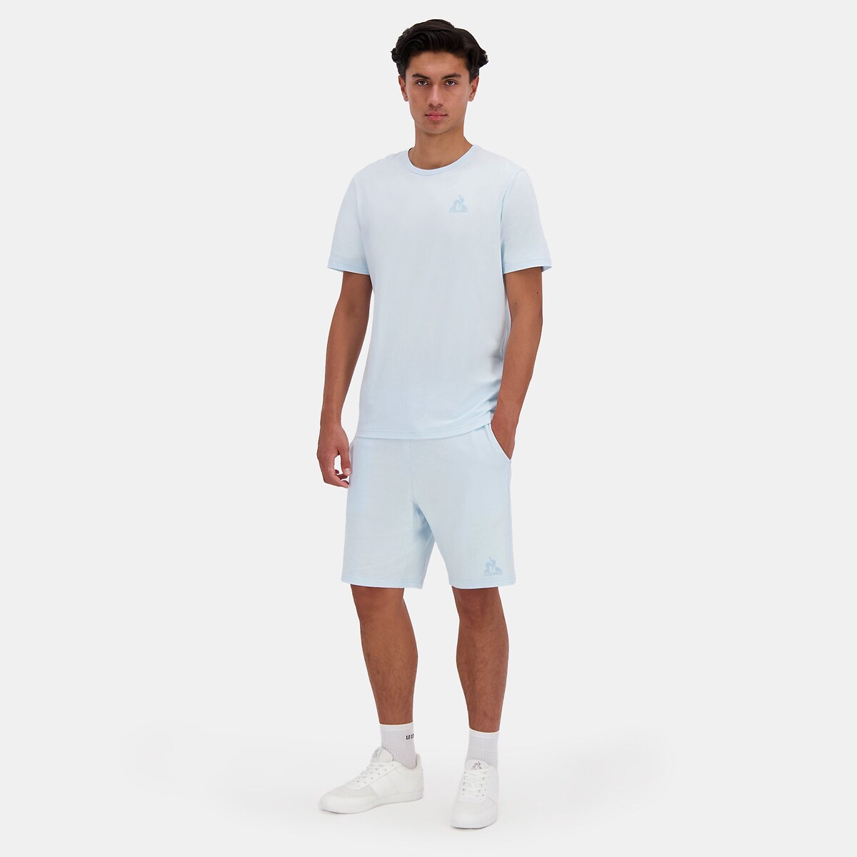 T-shirt manches courtes logo ton sur ton bleu ciel, LE COQ SPORTIF