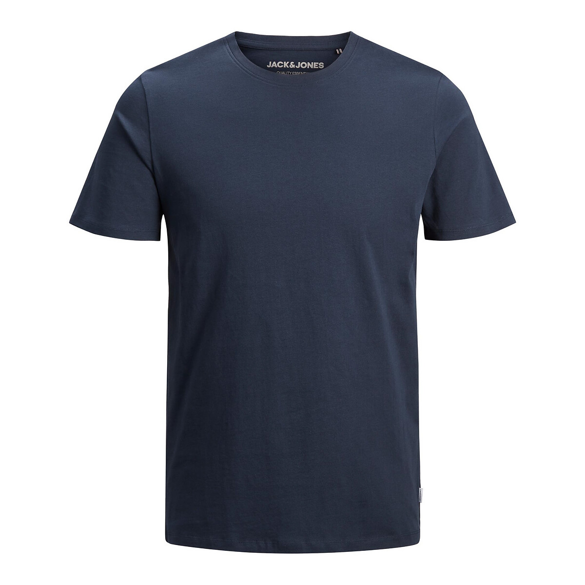Organic Cotton T-Shirt with Crew Neck navy blue, JACK & JONES