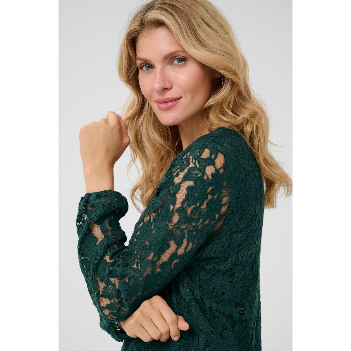 Blouse with long sleeve vert sea moss, CREAM