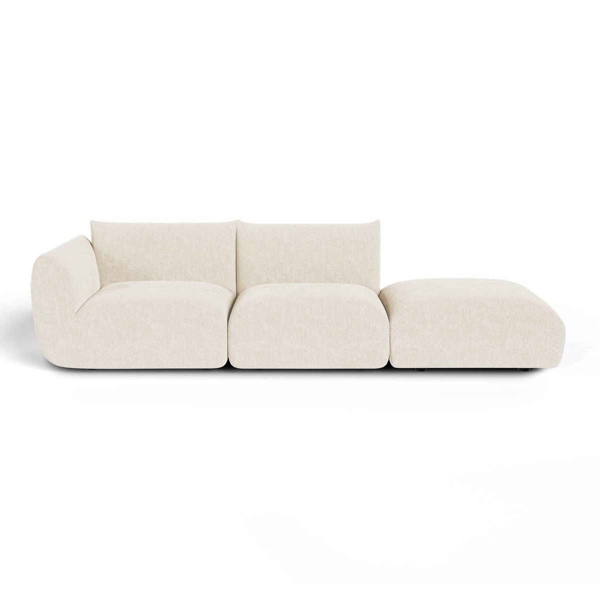 Canapé modulable 5 places en velours chenillé NOOMA crème, SIA HOME