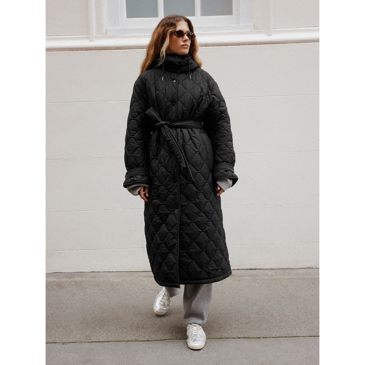 Veste longue matelassée noir, NEXT