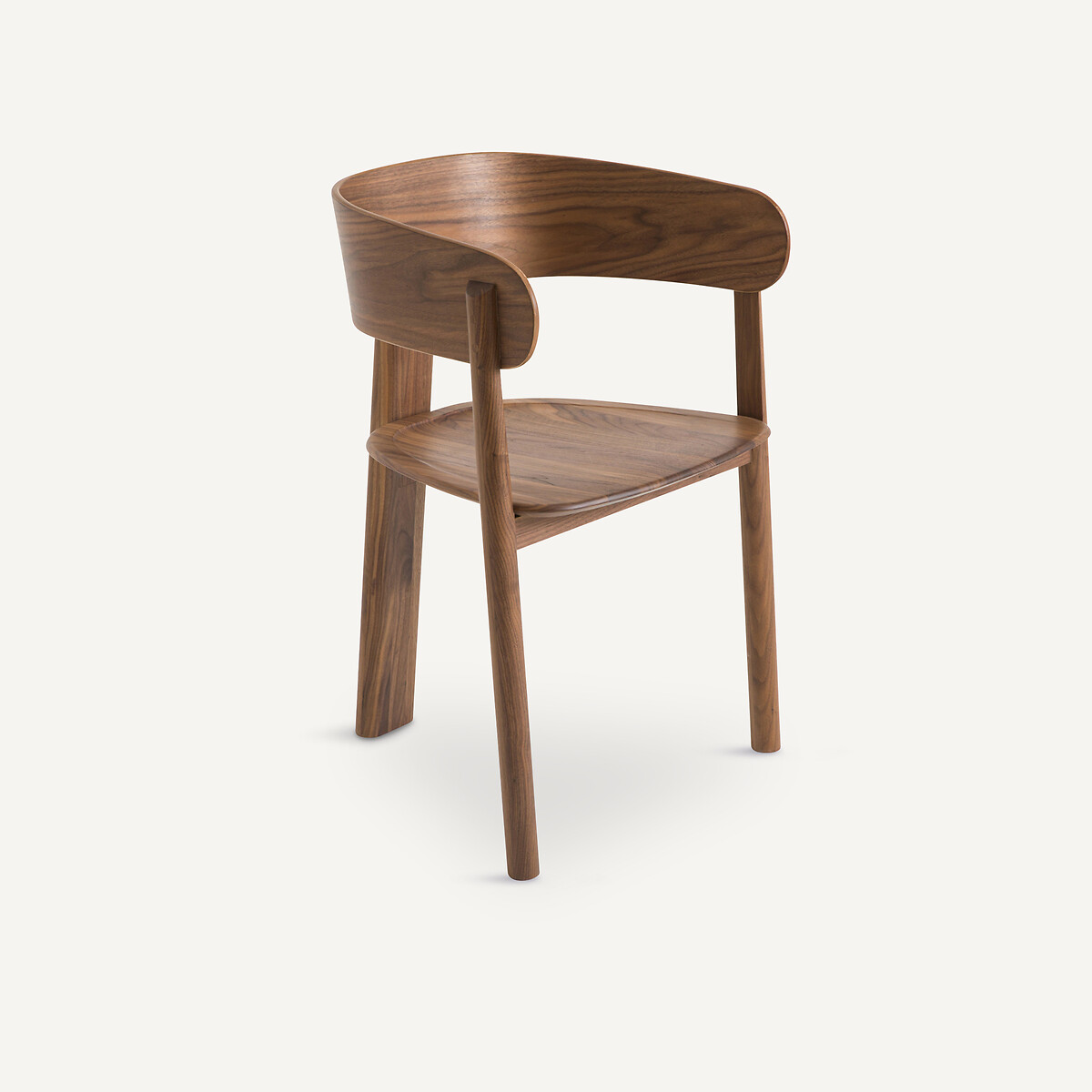 Fauteuil de table, en noyer massif et plaqué noyer, 3 pieds, MARAIS noyer, AM.PM X EMMANUEL GALLINA