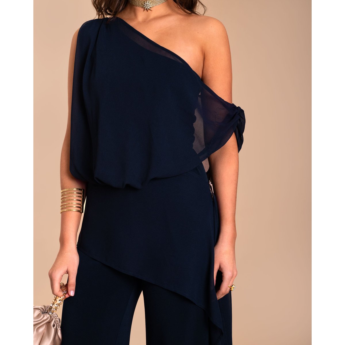 Combinaison longue en maille OLIVIA bleu, THE-ARE