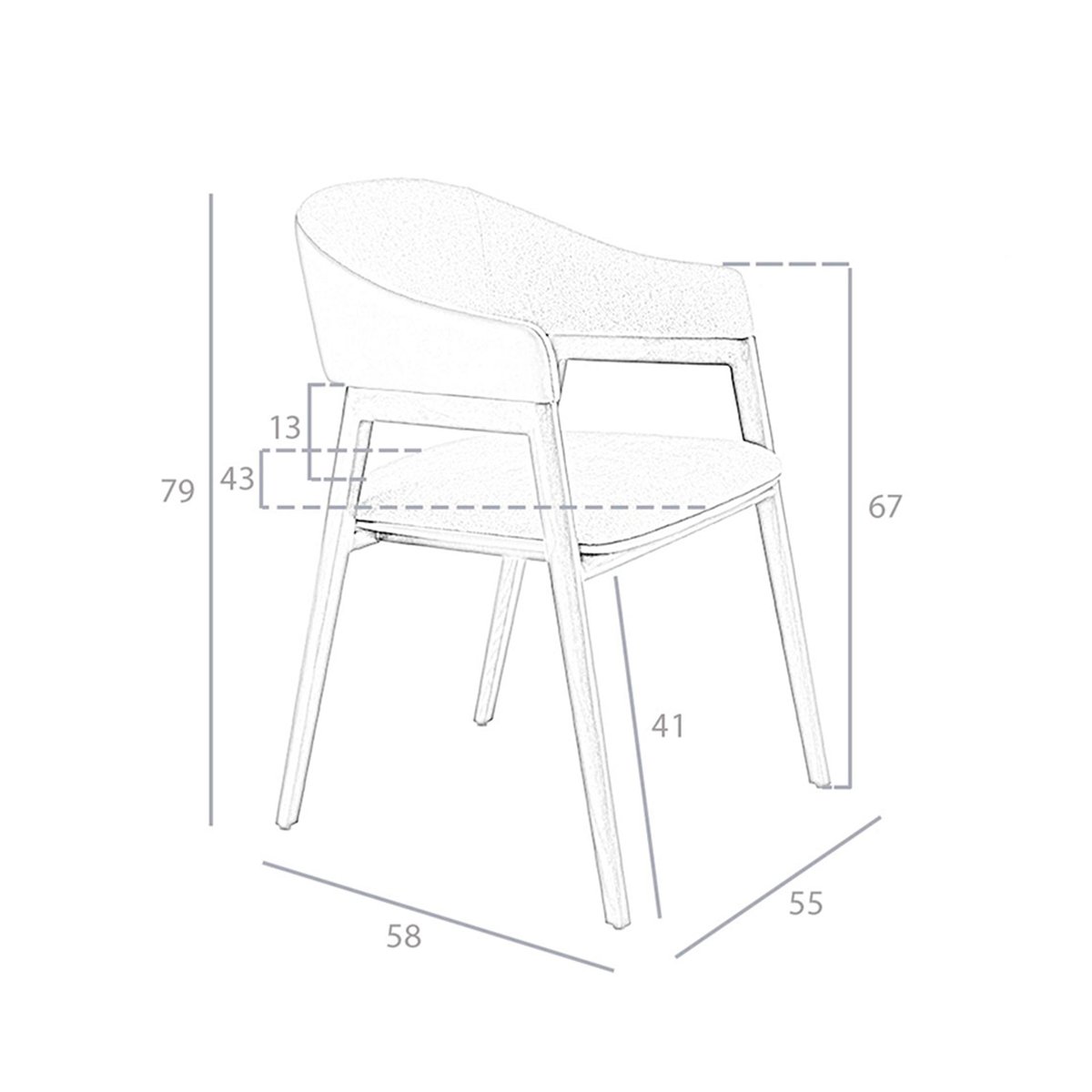 Chaise en tissu et foncé en similicuir gris | taupe | noyer, ANGEL CERDA