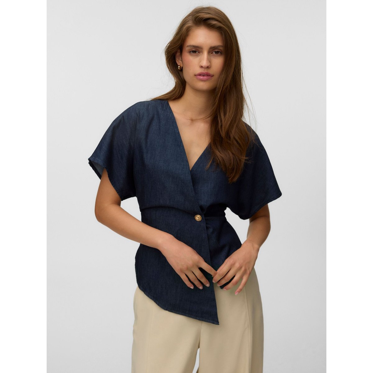Top Asymétrique dark blue denim, VERO MODA