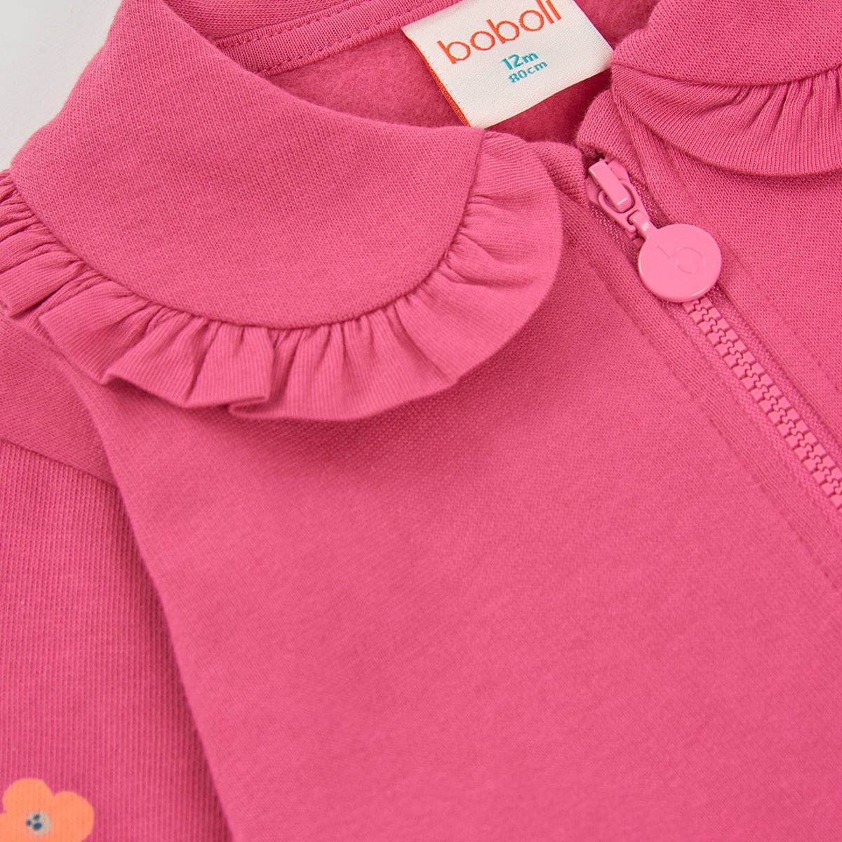 Veste fille en molleton fraise imprimé fleurs violet, BOBOLI