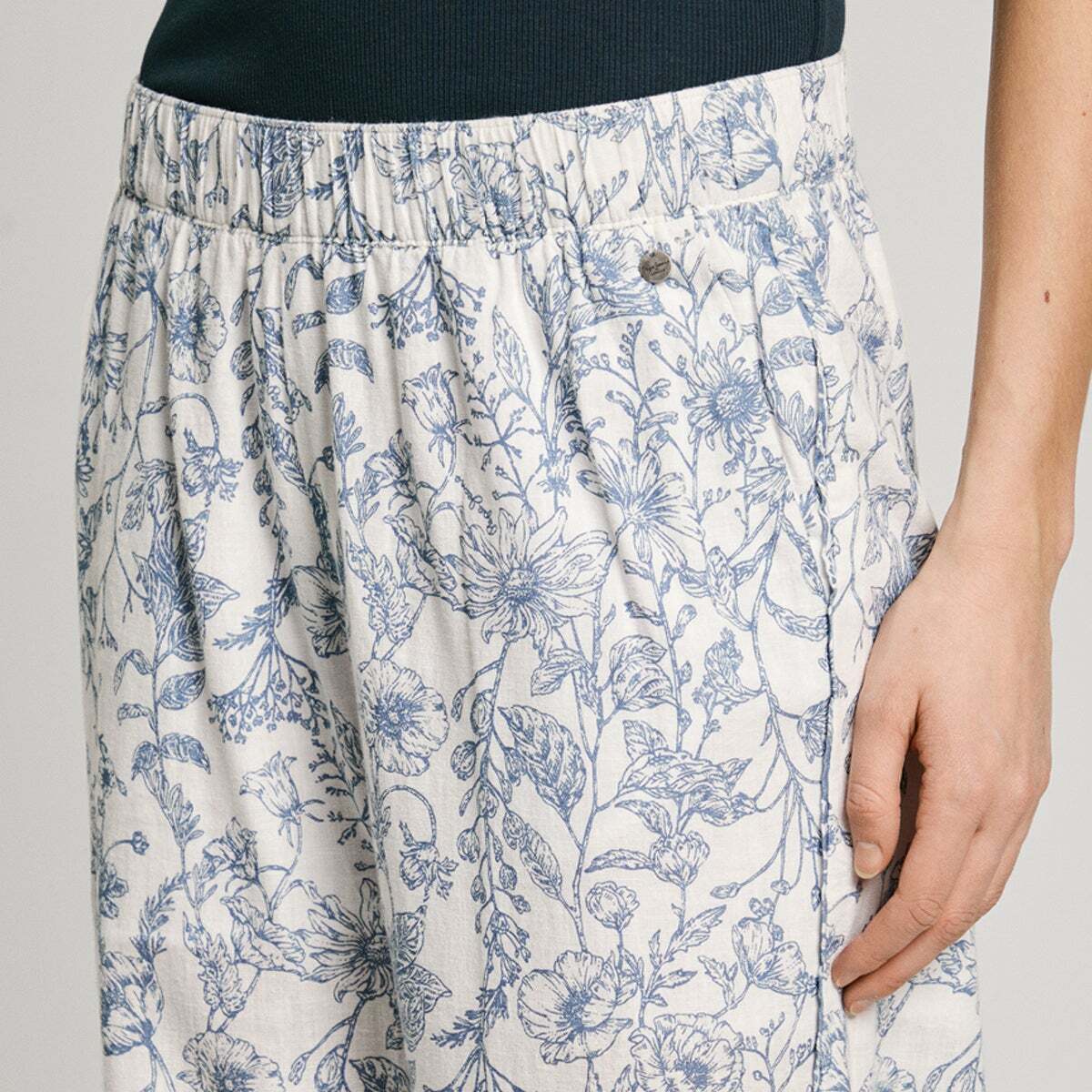Pantalon Droit À Imprimé Fleuri blanche mousse, PEPE JEANS