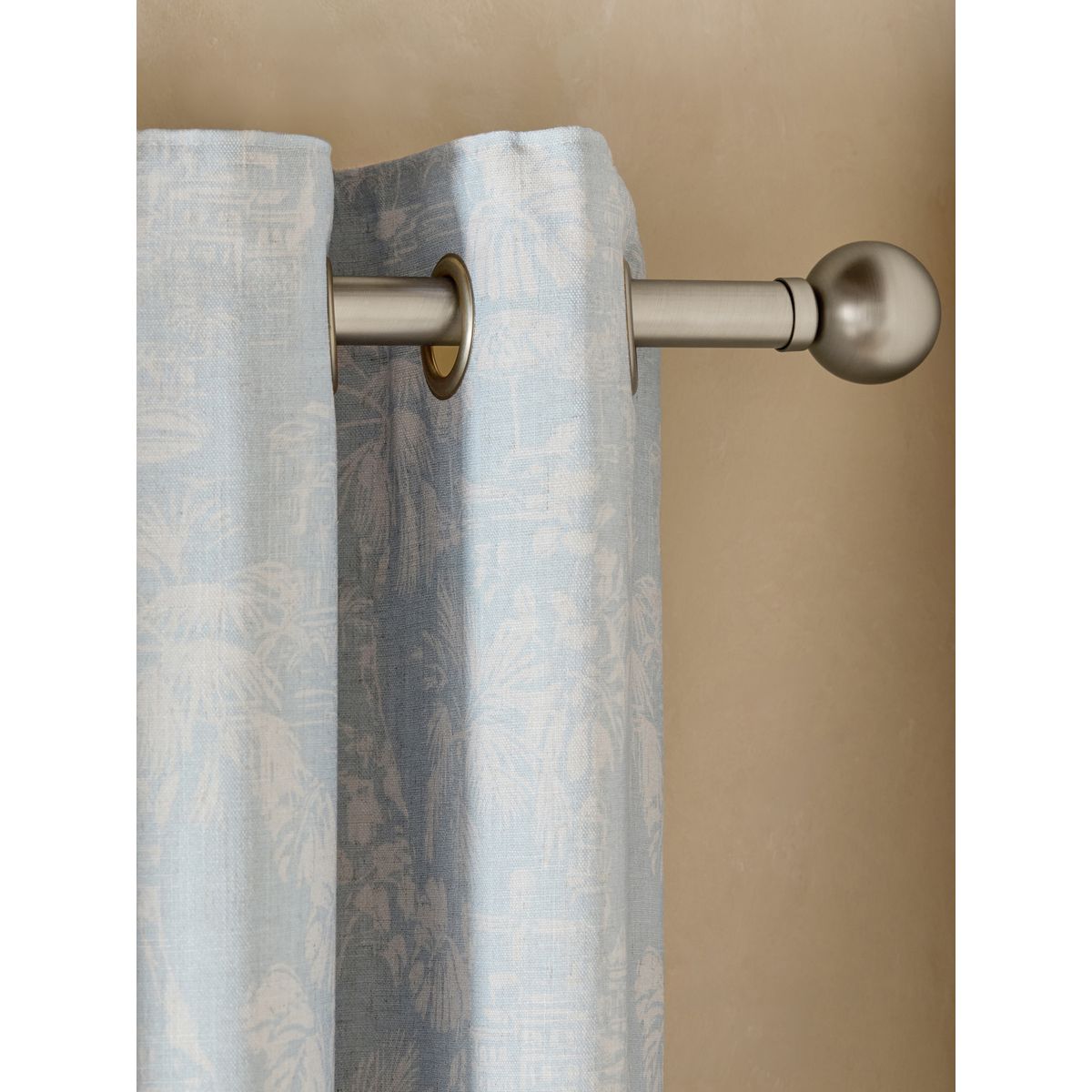 Rideaux doublés aspect lin à œillets et toile bleu, NEXT