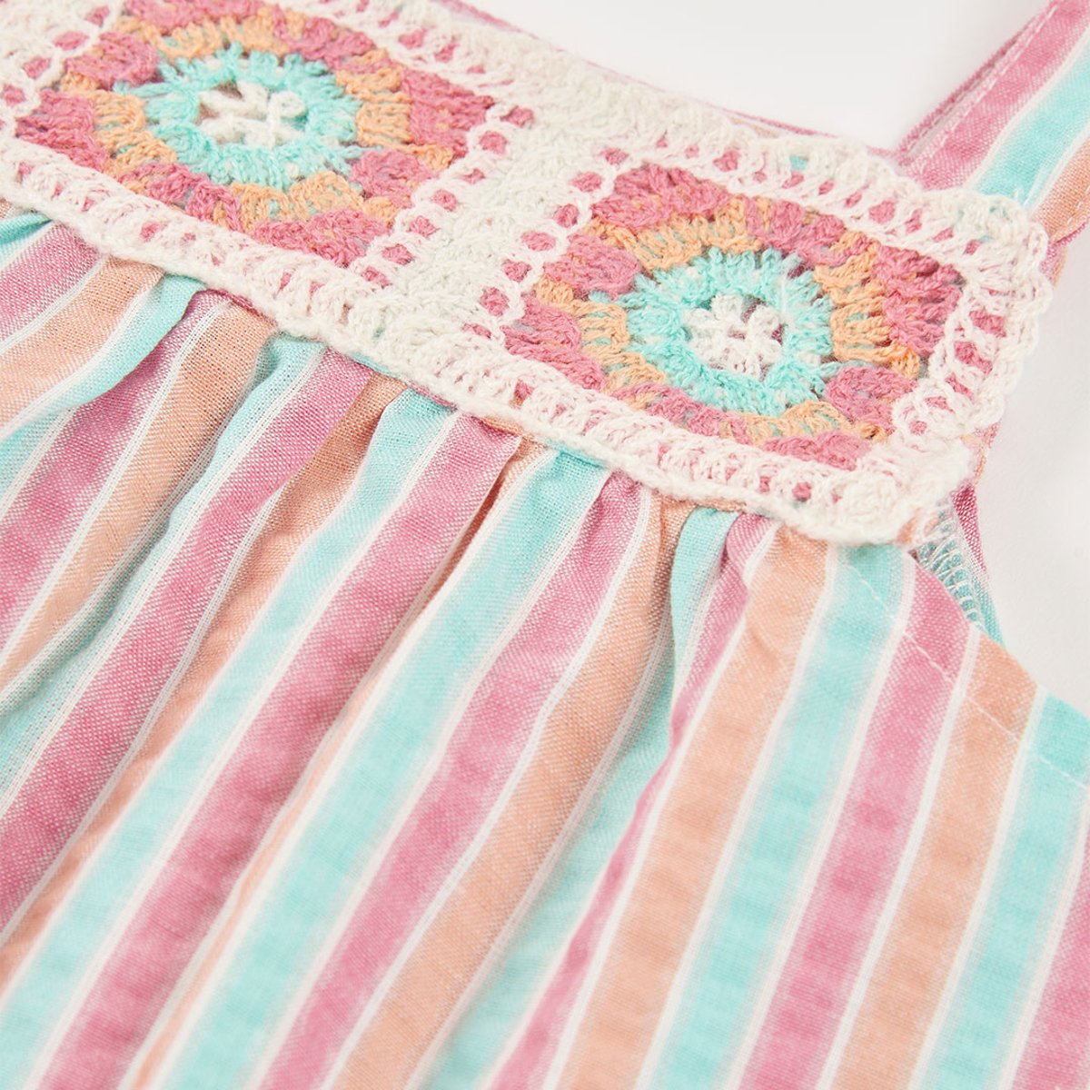 Robe en popeline à rayures multicolore, BOBOLI