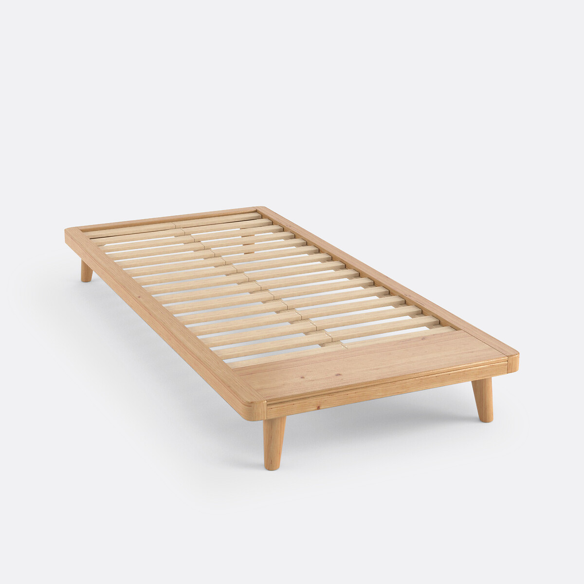 Lit plateforme + sommier + tablette, Jimi pin teinté chêne, LA REDOUTE INTERIEURS
