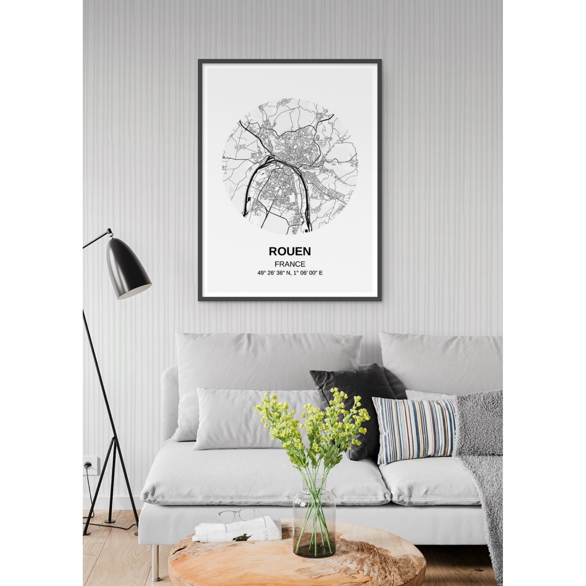 Affiche Carte Rouen blanc, L'AFFICHERIE
