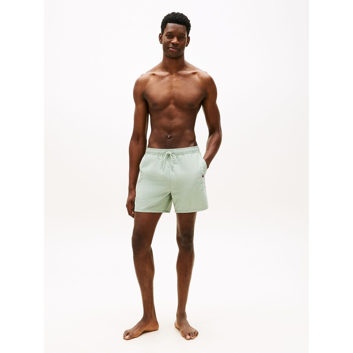 Pantaloncini da bagno di media lunghezza con tasca con zip ORIGINAL grigio menta, TOMMY HILFIGER