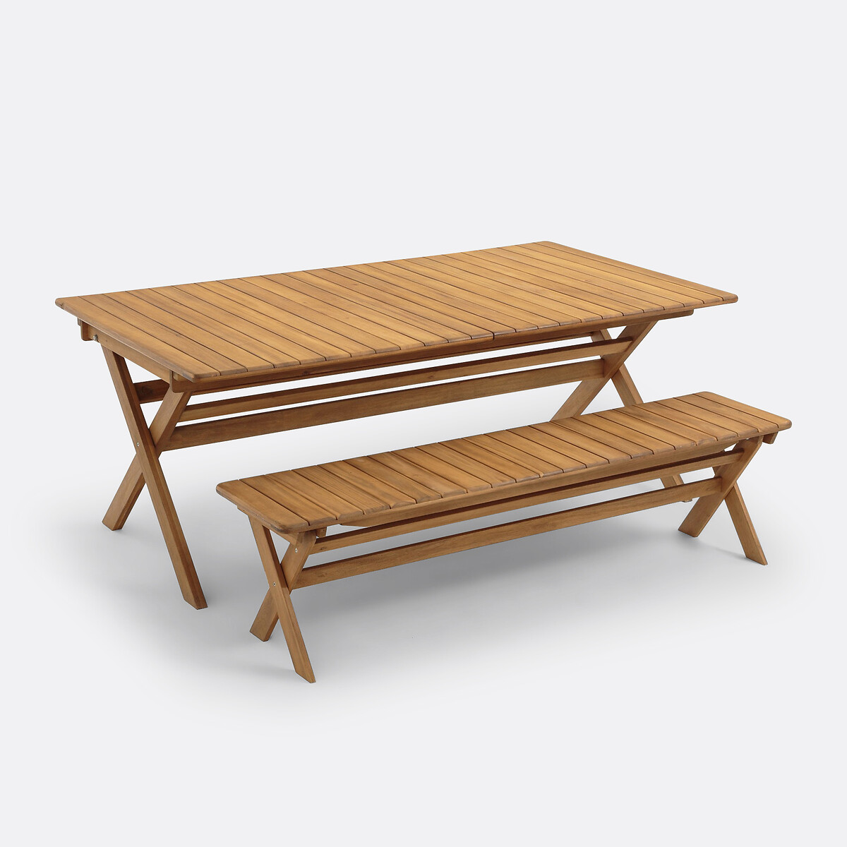Plooibare tuintafel Réalto, acacia, 2 verlengstukken acacia, LA REDOUTE INTERIEURS
