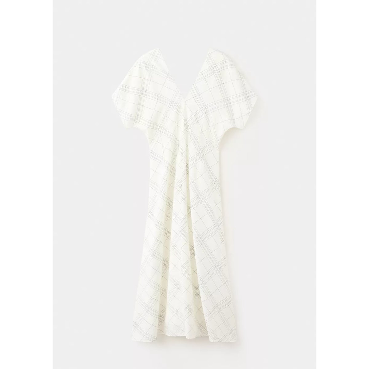Robe à col en V froncée blanc, MANGO