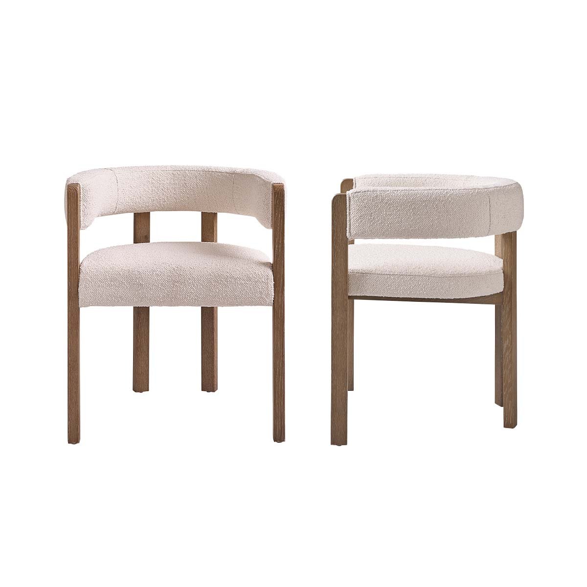 Lot de 2 chaises en bois de chêne et bouclette  CLÉA naturel, BERAH GETAH