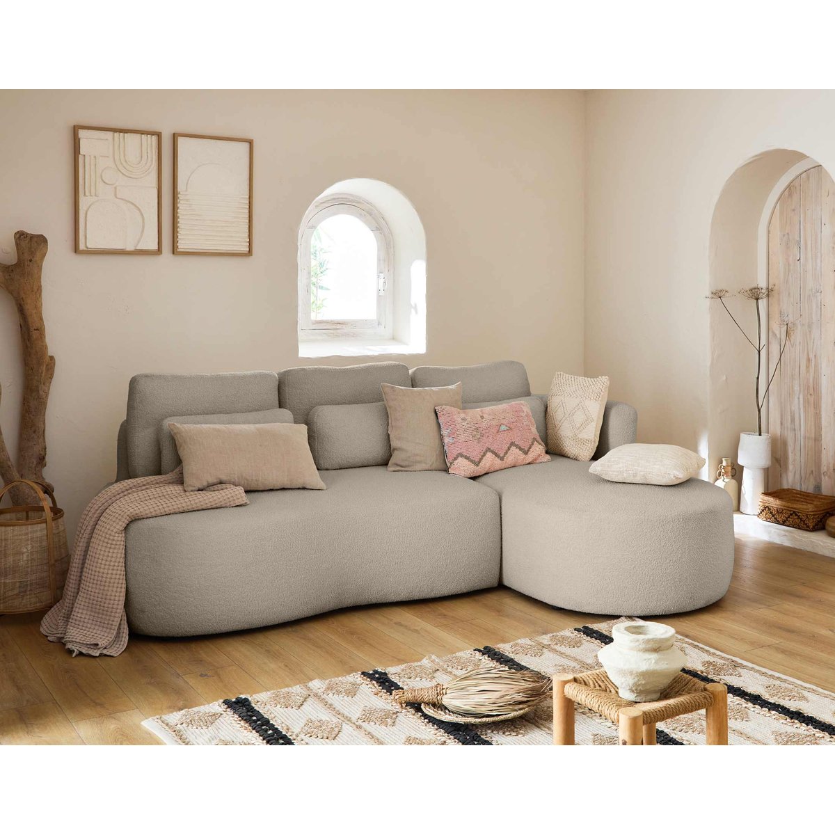 Canapé d'Angle Convertible 4 places - MAHINA taupe, BEST MOBILIER